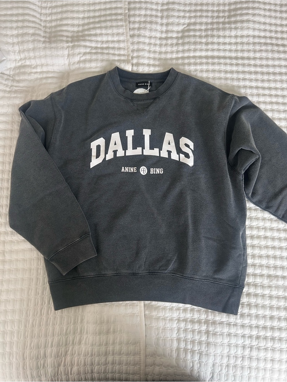 Anine Bing Charcoal Gray DALLAS Crewneck Sweatshirt